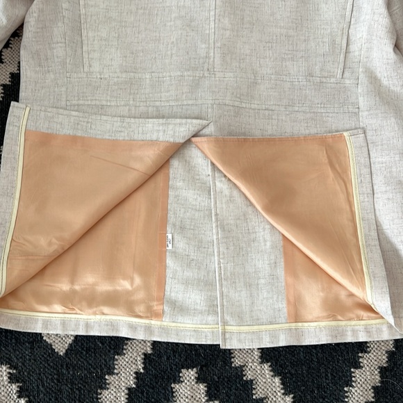 Brad Whitney cream linen and tan suede men’s sport coat blazer  size 44 - Picture 6 of 13